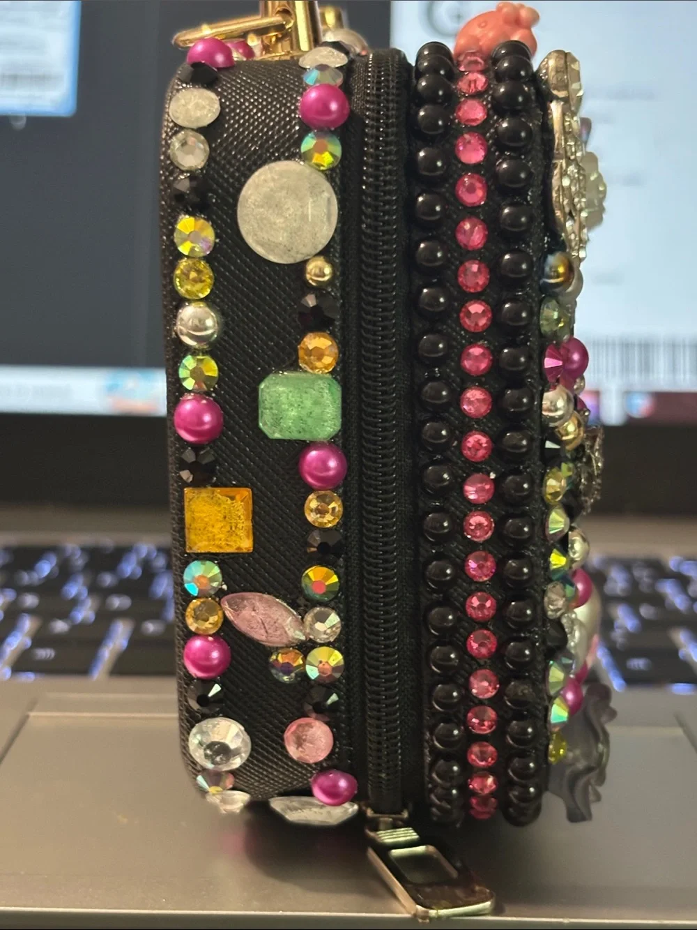 Girls Blinged Doggie Jeweled Crossbody Bag